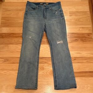 Seven7 Distressed Blue Straight Leg Women's Jeans